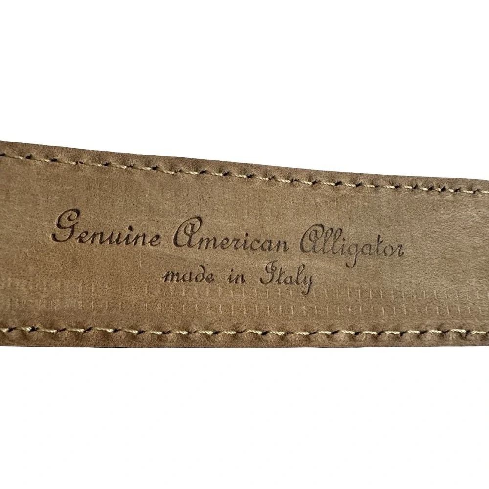 Bespoke Black Genuine American Alligator Italian Made Brass Buckle Belt 30 NWOT